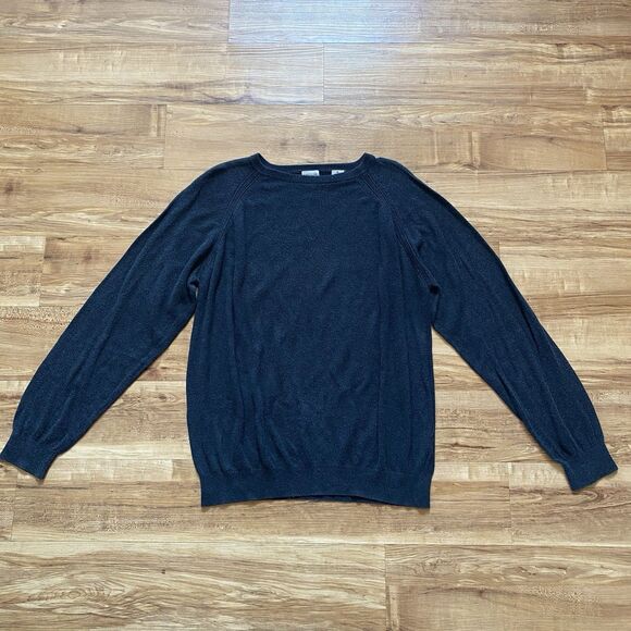 VTG LATITUDE by Northern Isles Mens XL Dark Gray Silk Cashmere Crewneck Sweater - Picture 7 of 12